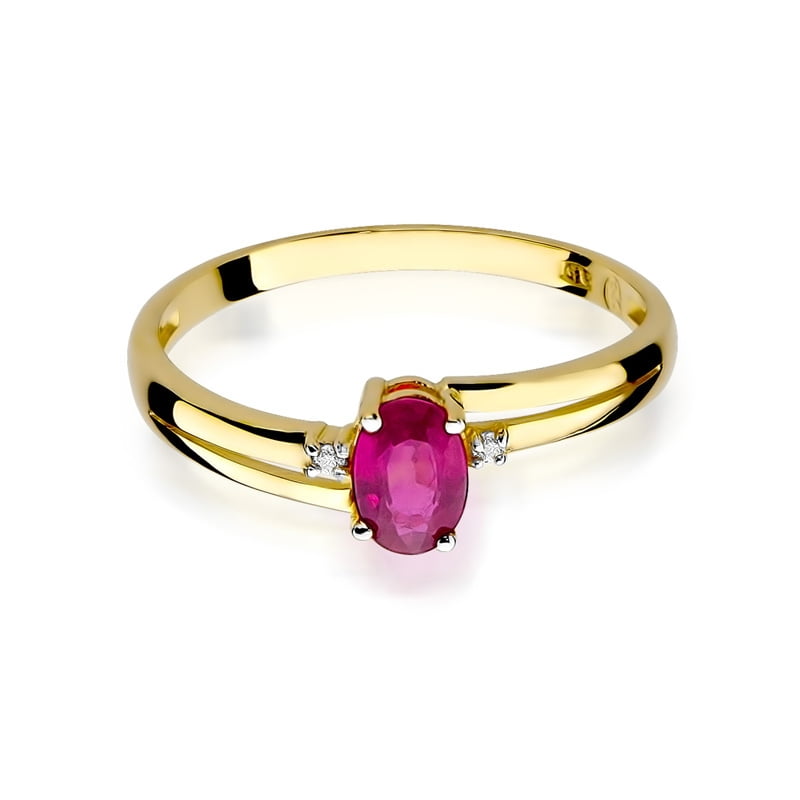 Anello Kira in Oro con Rubino e 2 Diamanti