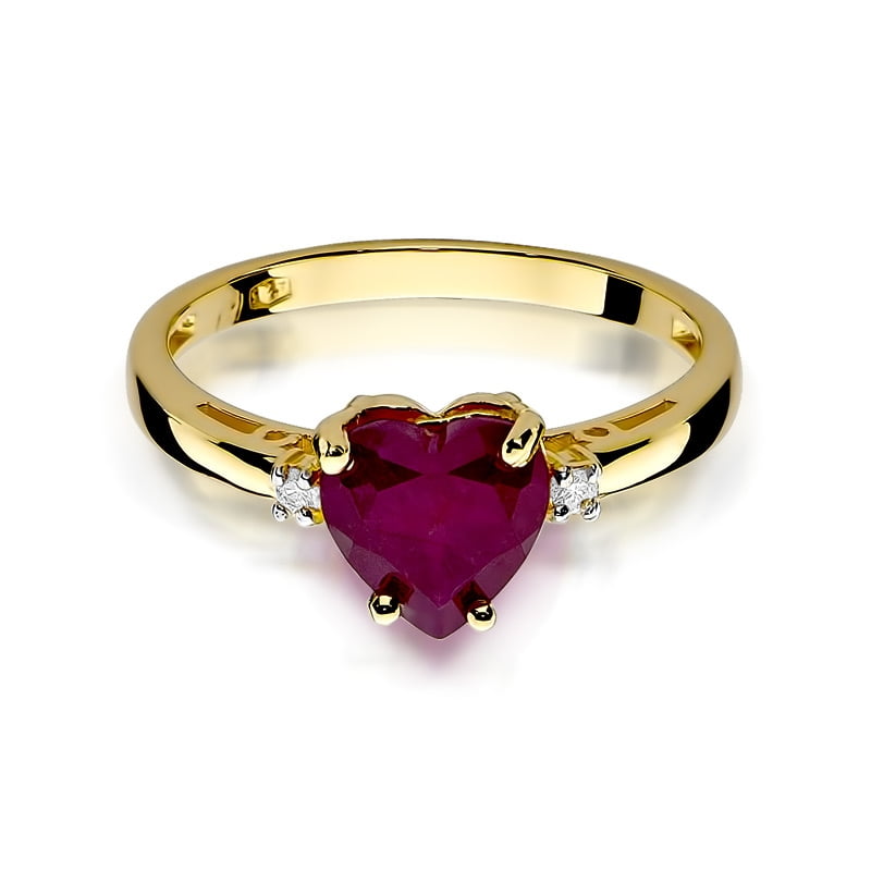 Sirel Ring in Gold with Ruby and 2 Diamonds