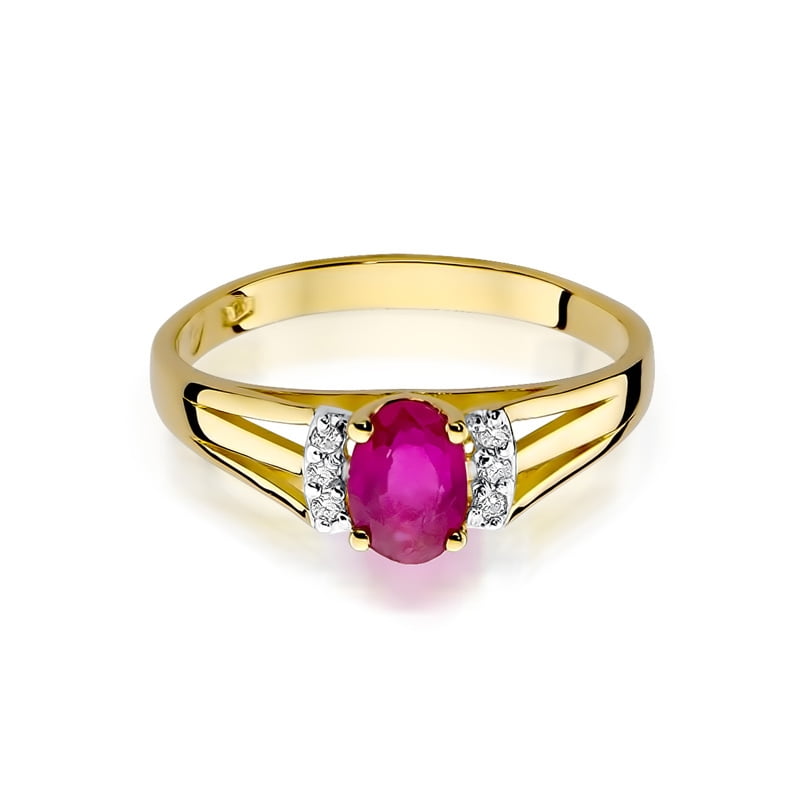 Rhéa Ring in Gold with Ruby and 6 Diamonds