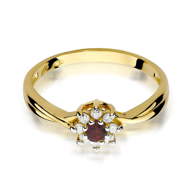 Elya Ring in Gold with Ruby and 8 Diamonds