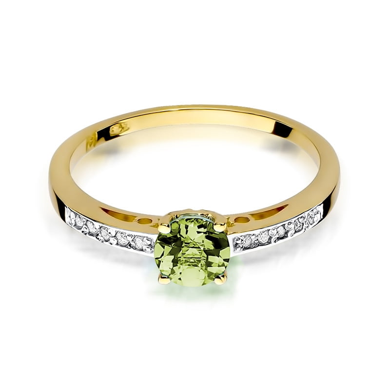Olya Ring in Gold with Peridot and 10 Diamonds