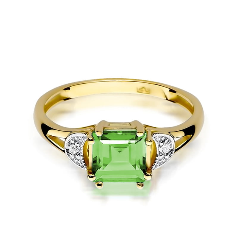 Bague Liva en or avec olivine et 2 diamants