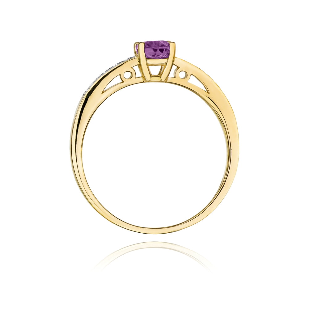 Indira Ring in Gold with Amethyst and 10 Diamonds