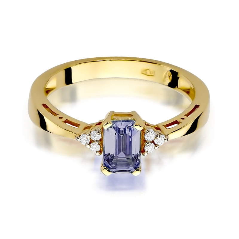 Anello Elurea in Oro con Ametista e 6 Diamanti