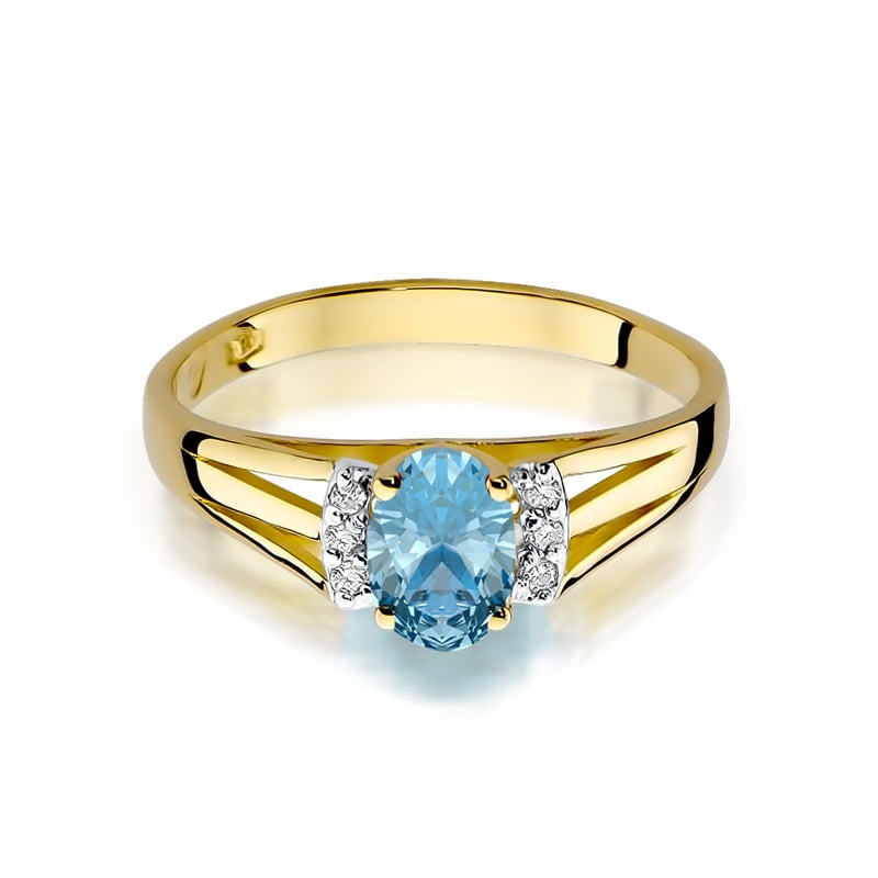 Bague Elisya en Or avec Topaze et 6 Diamants