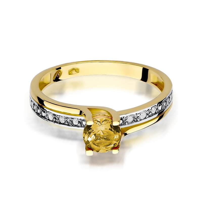 Solya Ring in Gold with Citrine Quartz and 6 Diamonds