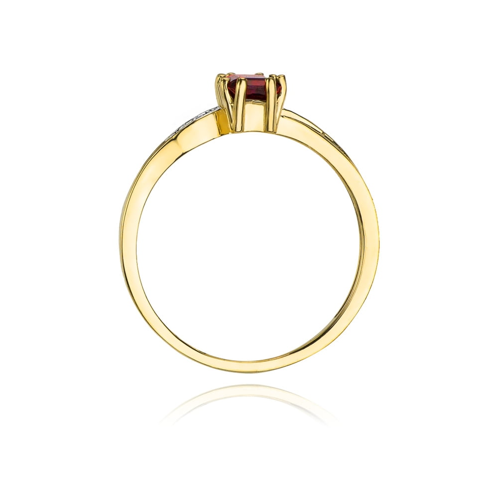 Anillo Naria en Oro con Granate y 6 Diamantes