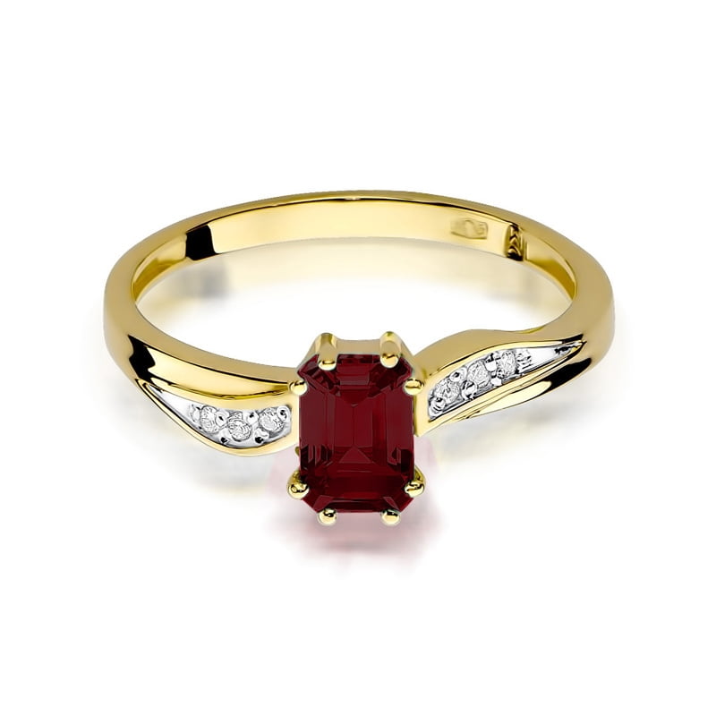 Anello Naria in Oro con Granato e 6 Diamanti