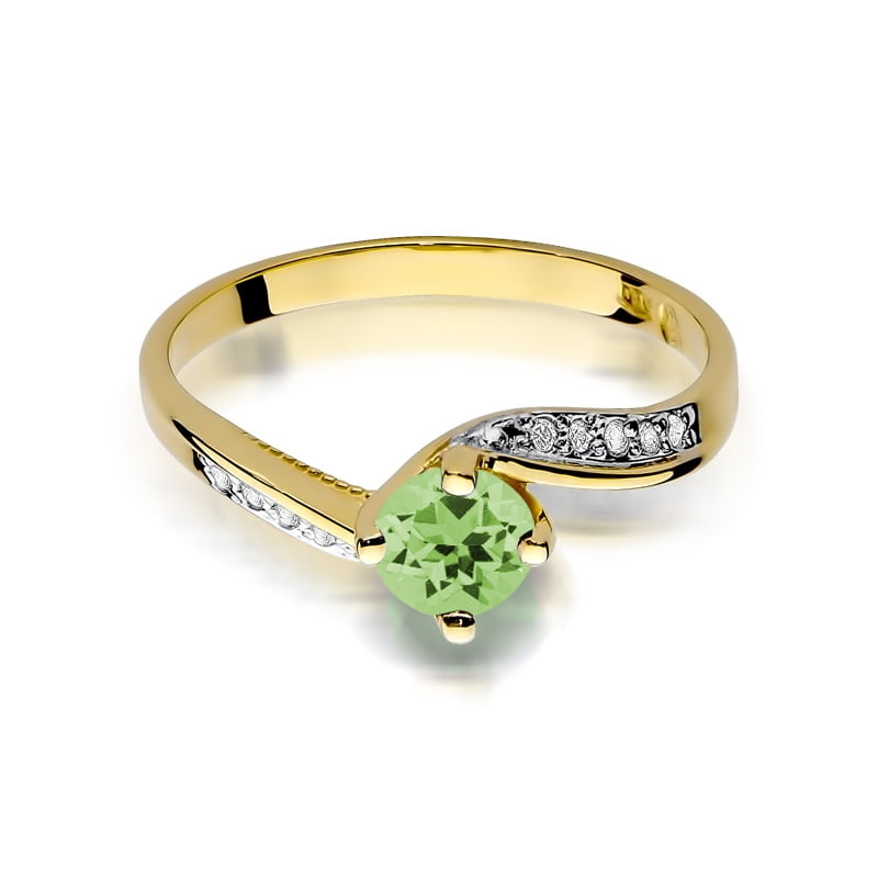 Bague Nyra en or avec olivine et 10 diamants