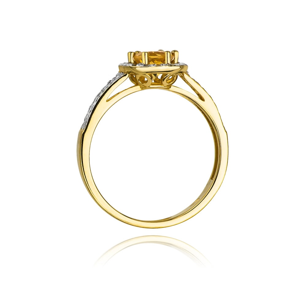 Solaris Ring in Gold with Citrine Quartz and 40 Diamonds