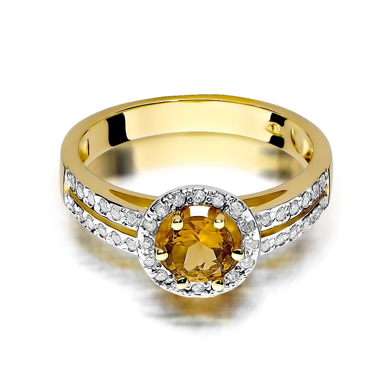 Solaris Ring in Gold with Citrine Quartz and 40 Diamonds