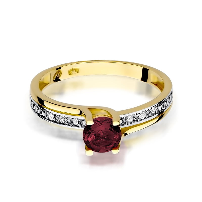 Anillo Elan en Oro con Granate y 6 Diamantes