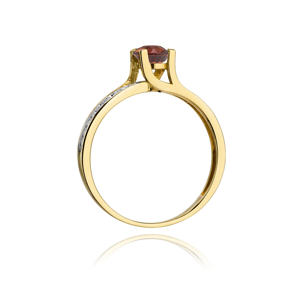 Anillo Elan en Oro con Granate y 6 Diamantes