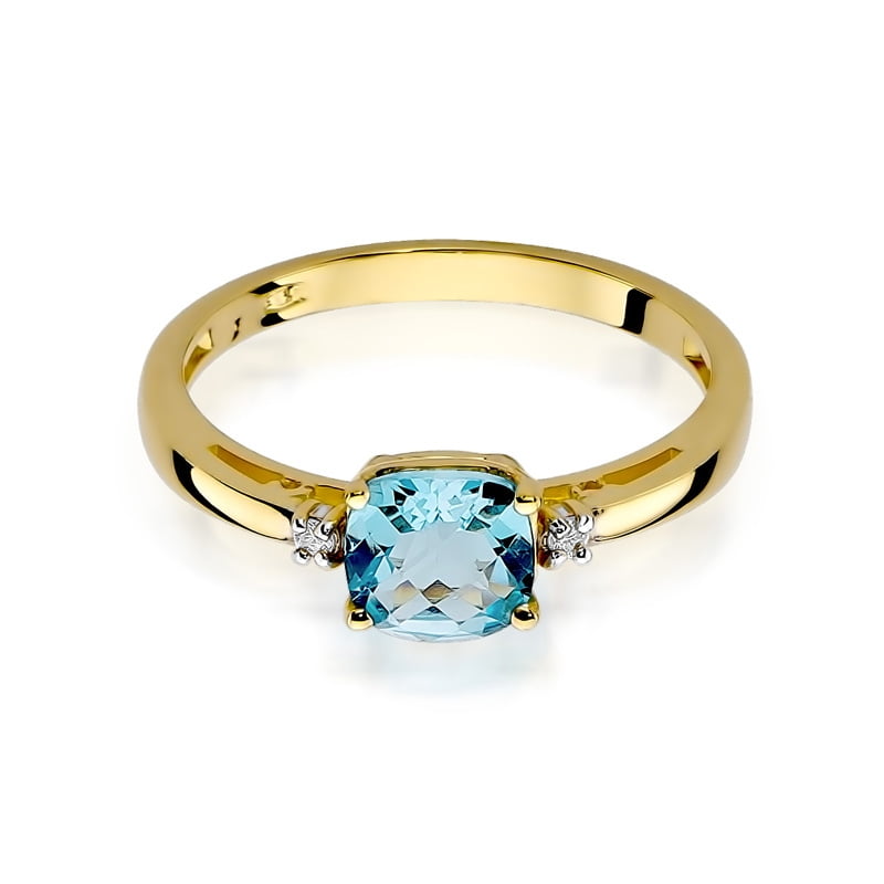 Coralia Ring in Gold with Topaz and 2 Diamonds