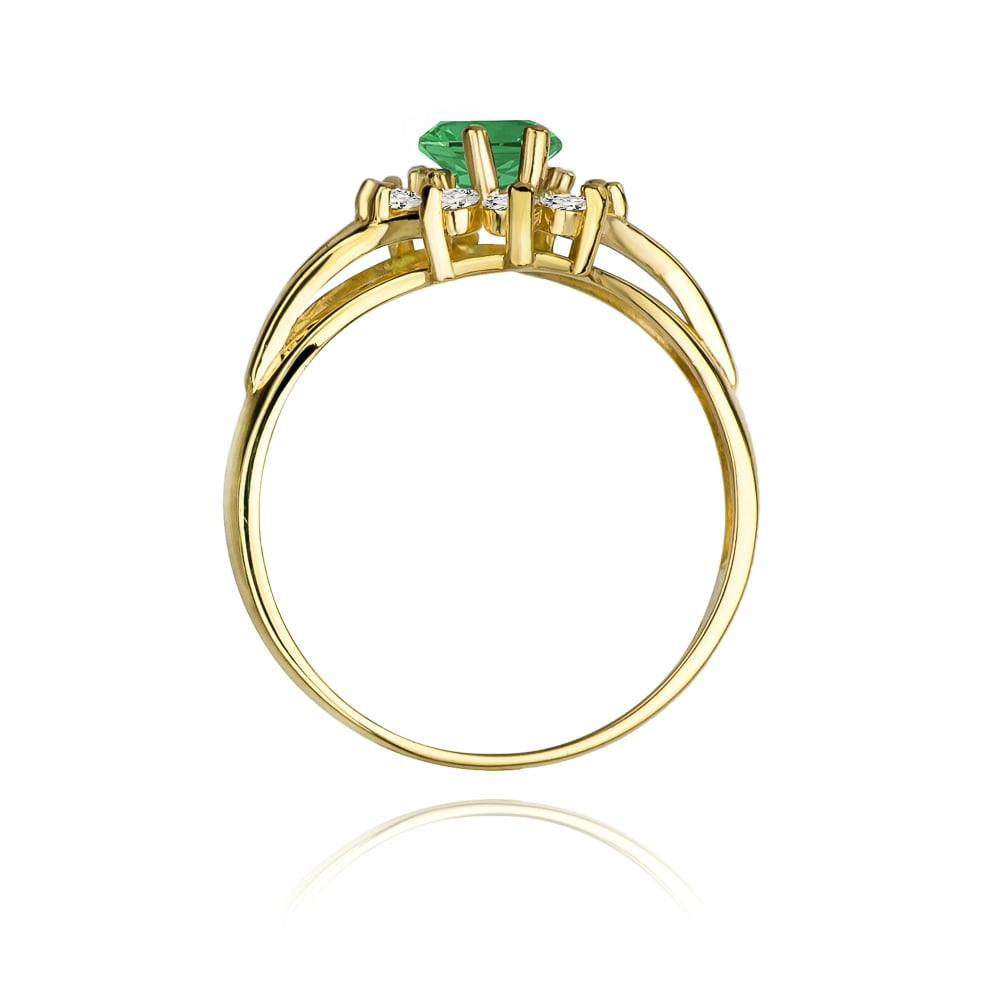 Altea Ring in Gold with Emerald and 10 Diamonds