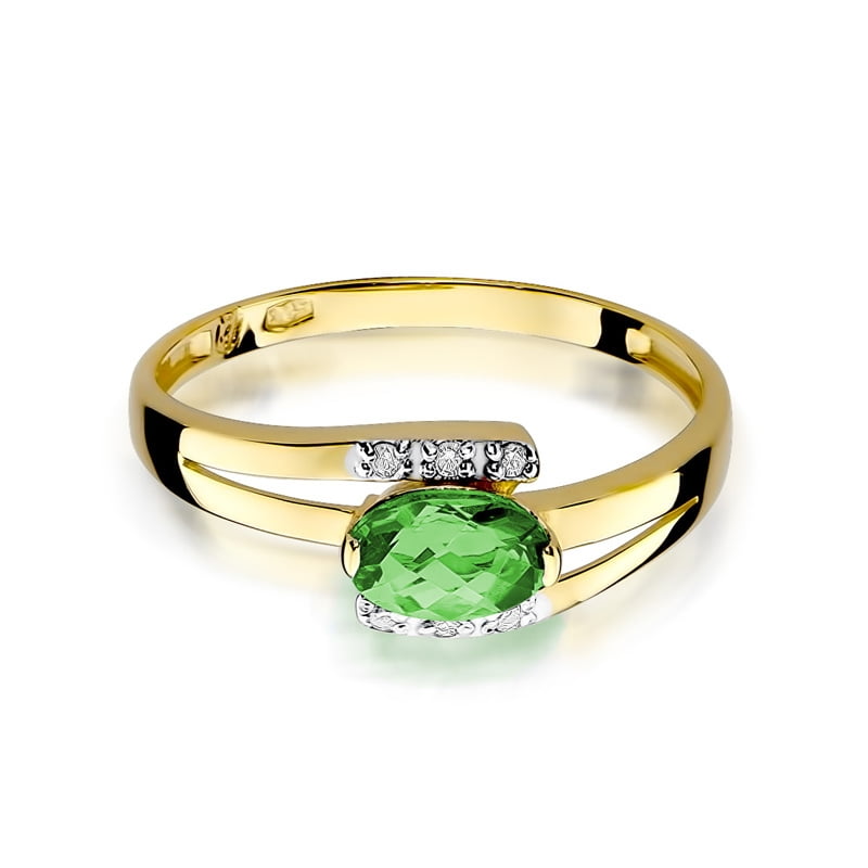 Anello Giada in Oro con Smeraldo e 6 Diamanti