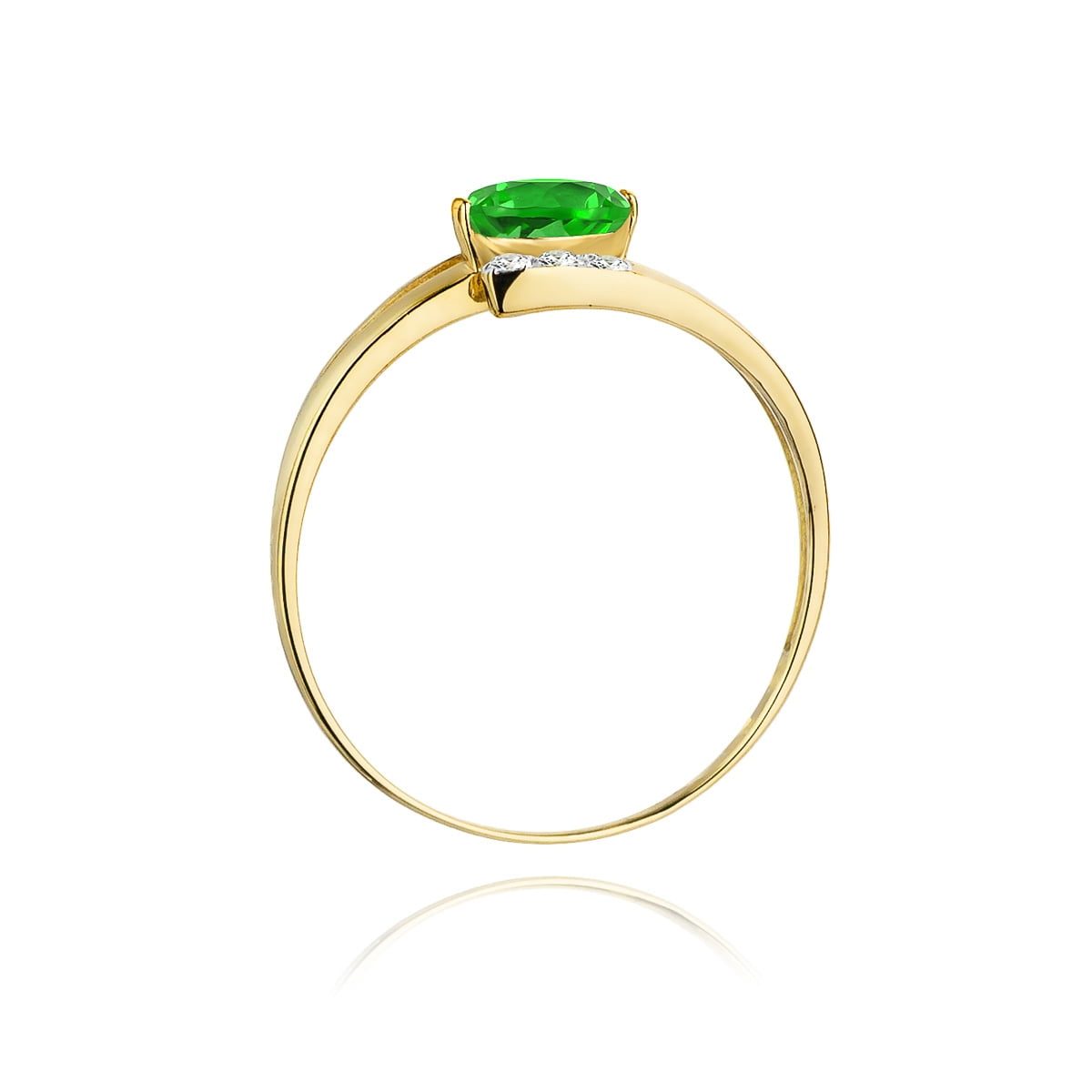 Anello Giada in Oro con Smeraldo e 6 Diamanti
