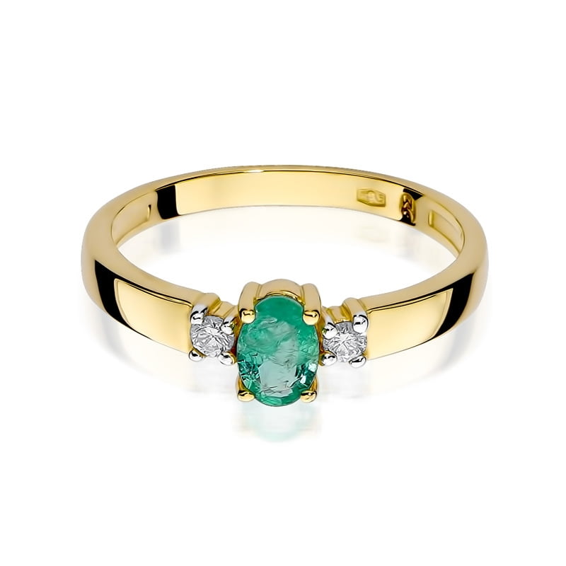 Veridia Ring in Gold with Emerald and 2 Diamonds