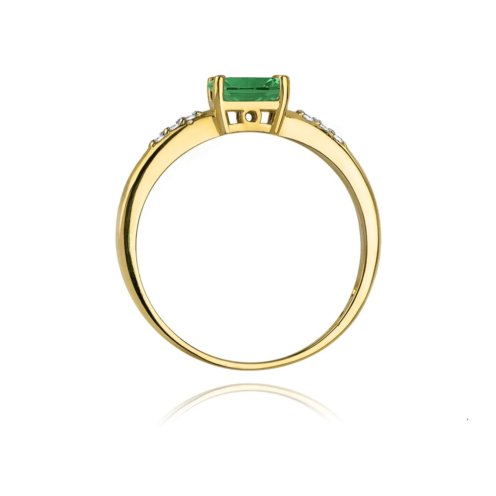 Ring Elvira aus Gold mit Smaragd und 6 Diamanten