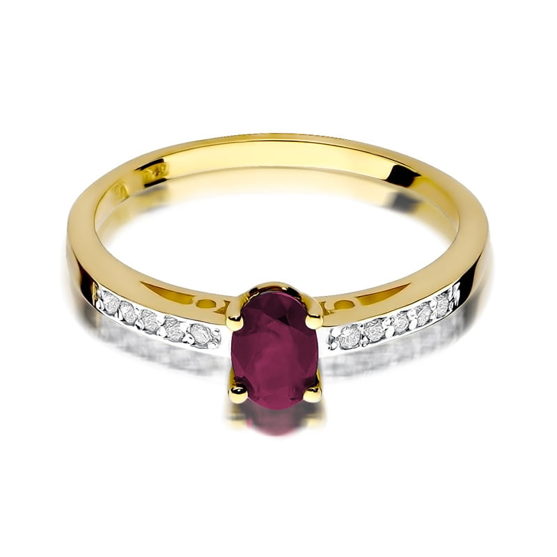 Auren Ring in Gold with Ruby and 10 Diamonds