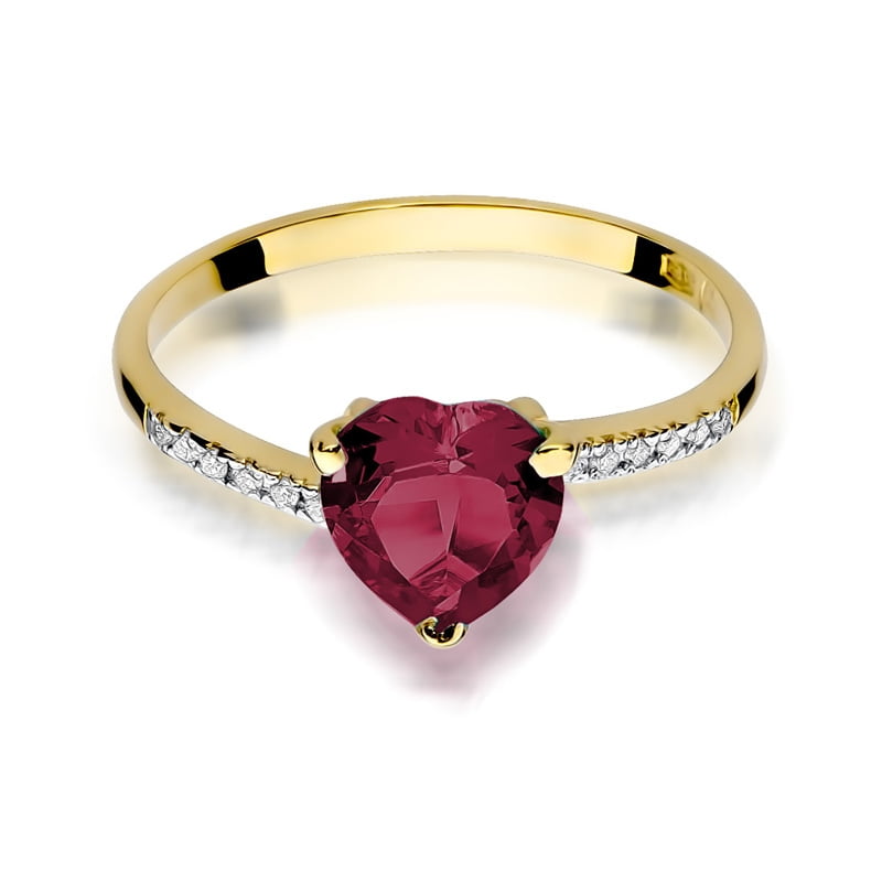 Lyra Ring in Gold with Ruby and 12 Diamonds