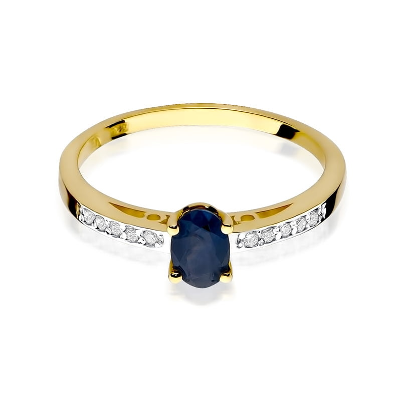 Anillo Imperial en Oro con Zafiro y 10 Diamantes