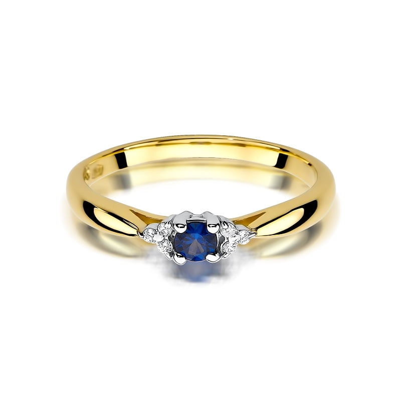 Anillo Saphira en oro con Zafiro y 6 Diamantes