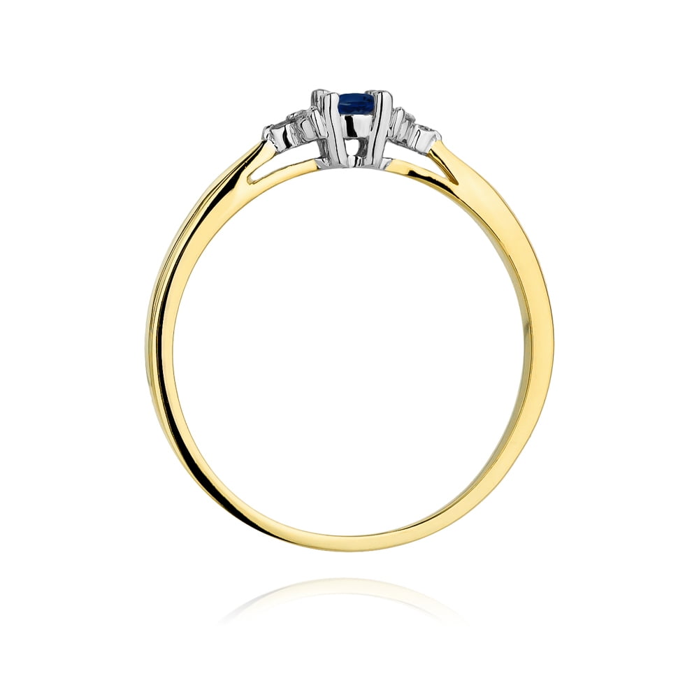 Anello Saphira in oro con Zaffiro e 6 Diamanti