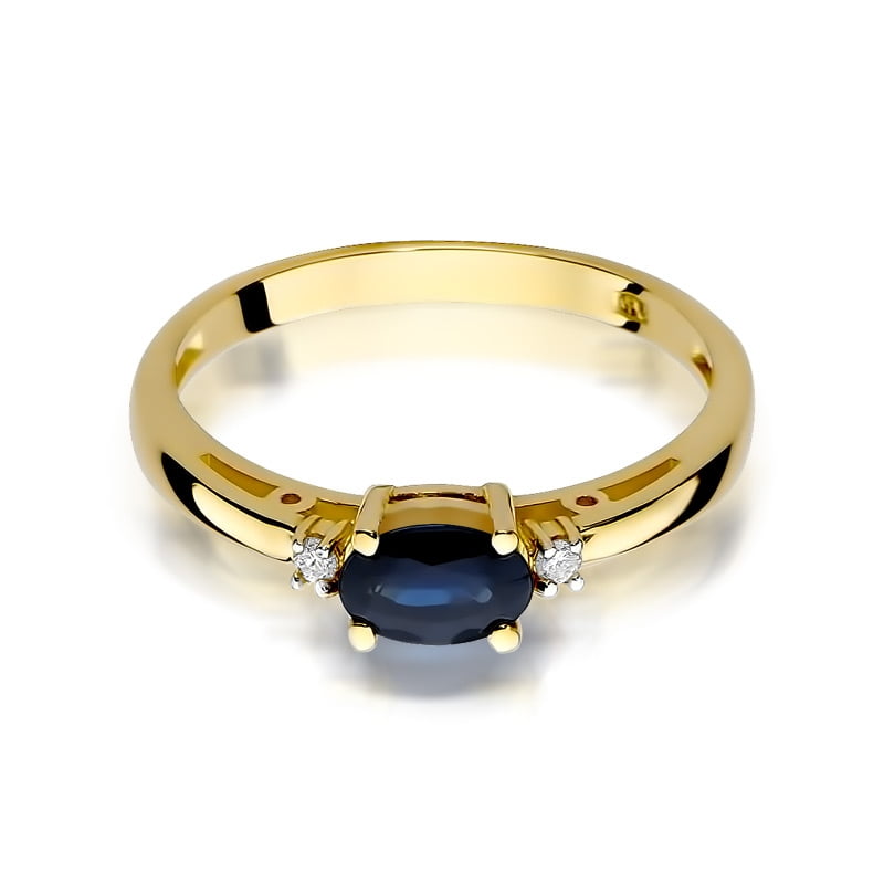 Ring Velvet aus Gold mit Saphir und 2 Diamanten