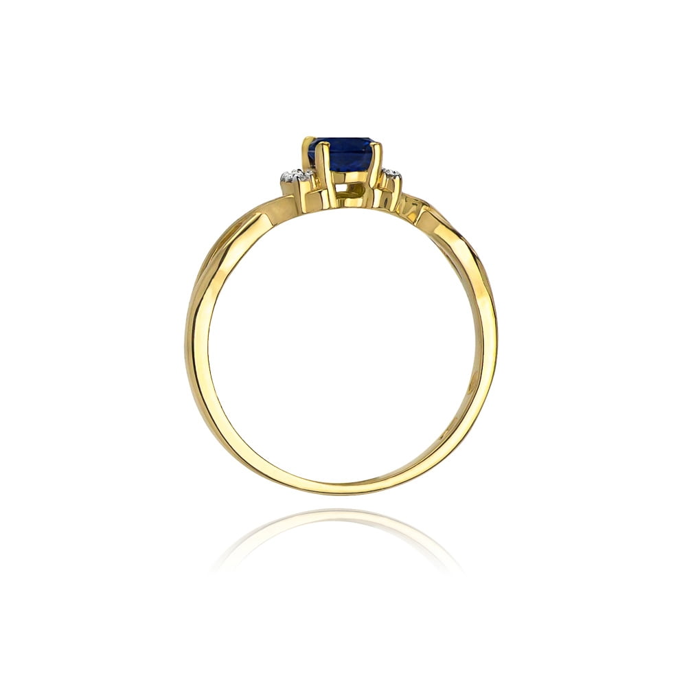 Ring Lunaria aus Gold mit Saphir und 6 Diamanten