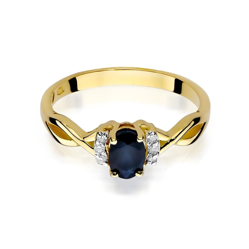 Anello Lunaria in Oro con Zaffiro e 6 Diamanti