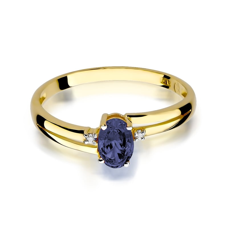 Anillo Nocturna en Oro con Zafiro y 2 Diamantes