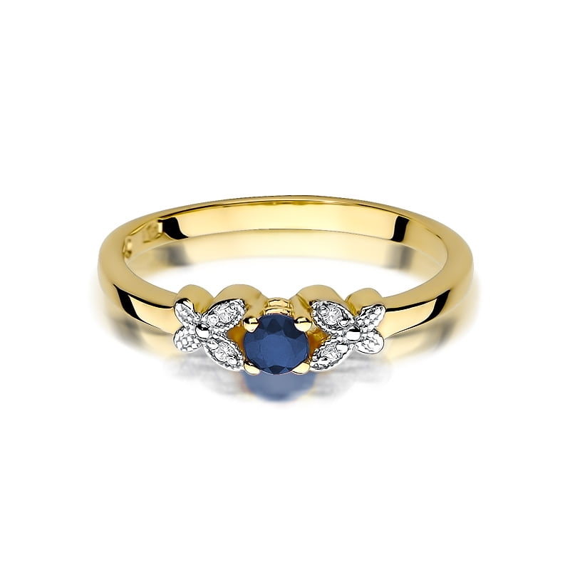 Anillo Butterfly en oro con Zafiro y 4 Diamantes