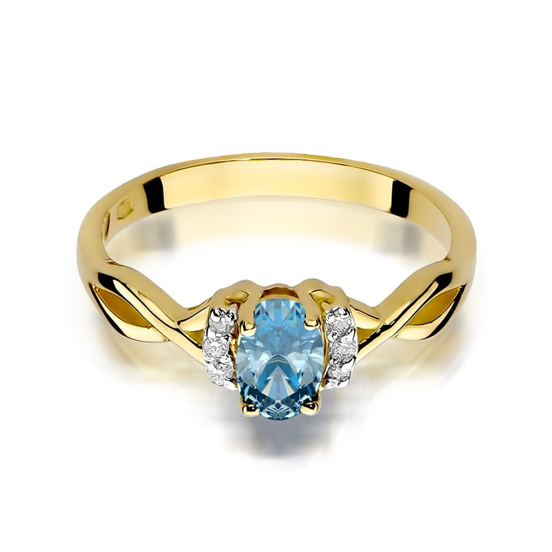 Anillo Melira en Oro con Topacio y 6 Diamantes