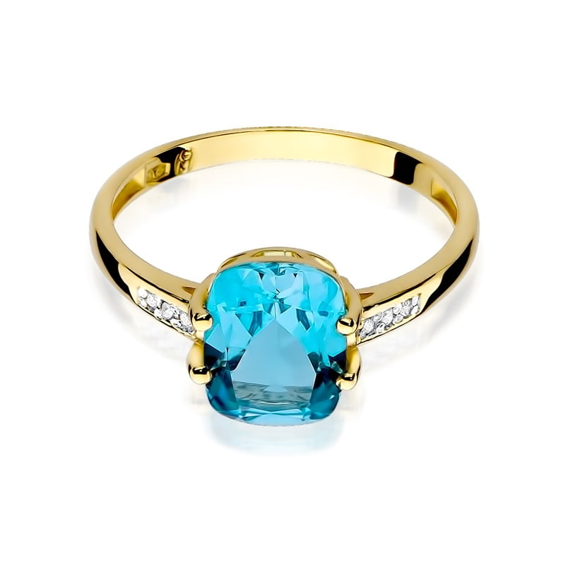 Anillo Ondaria en Oro con Topacio y 6 Diamantes
