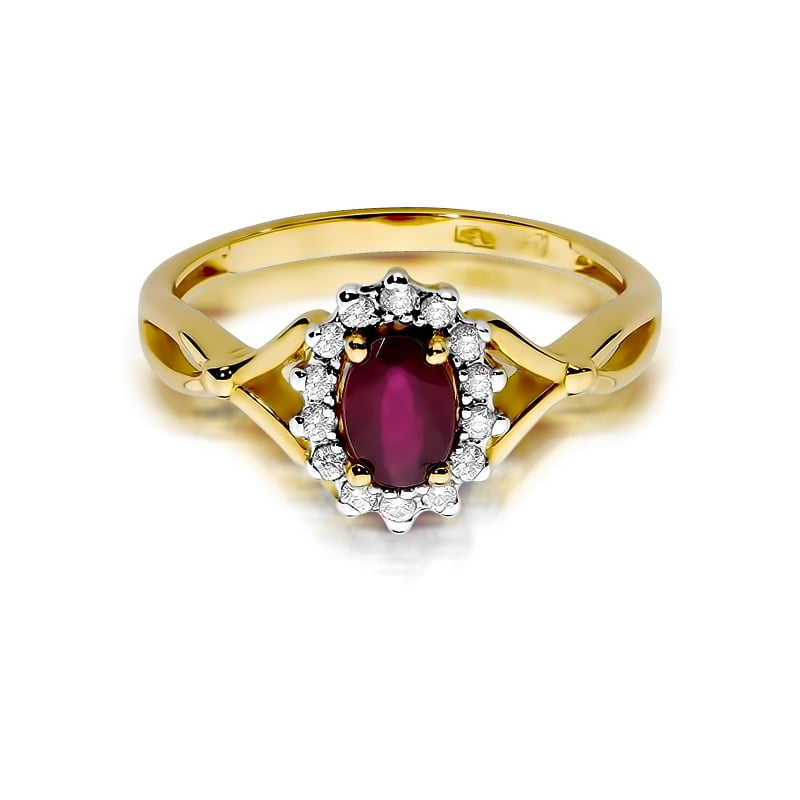Nexa Ring in Gold with Ruby and 14 Diamonds