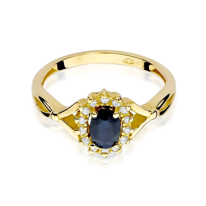 Ring Iside aus Gold mit Saphir und 14 Diamanten