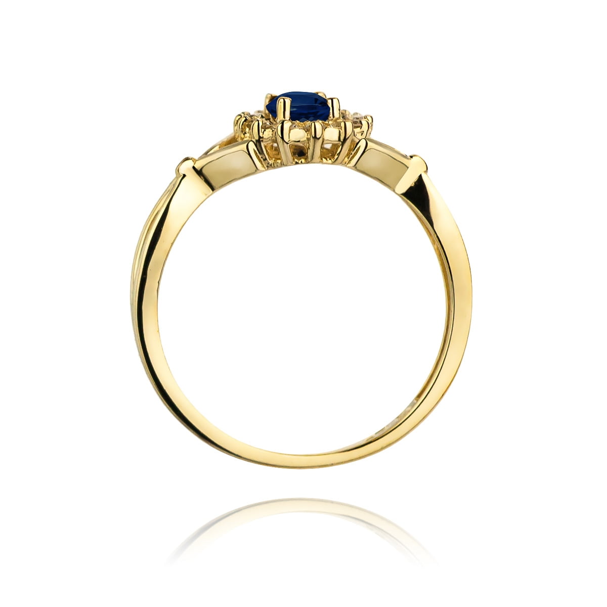 Ring Iside aus Gold mit Saphir und 14 Diamanten