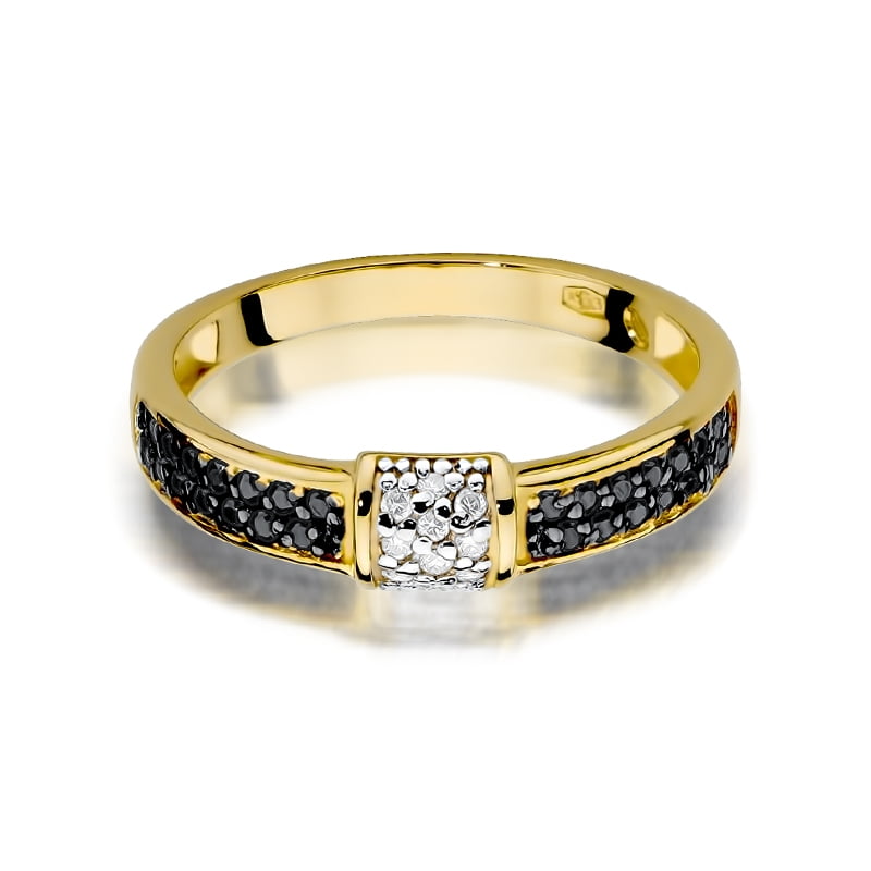 Nexus Ring in Gold with 28 Black Diamonds and 10 White Diamonds