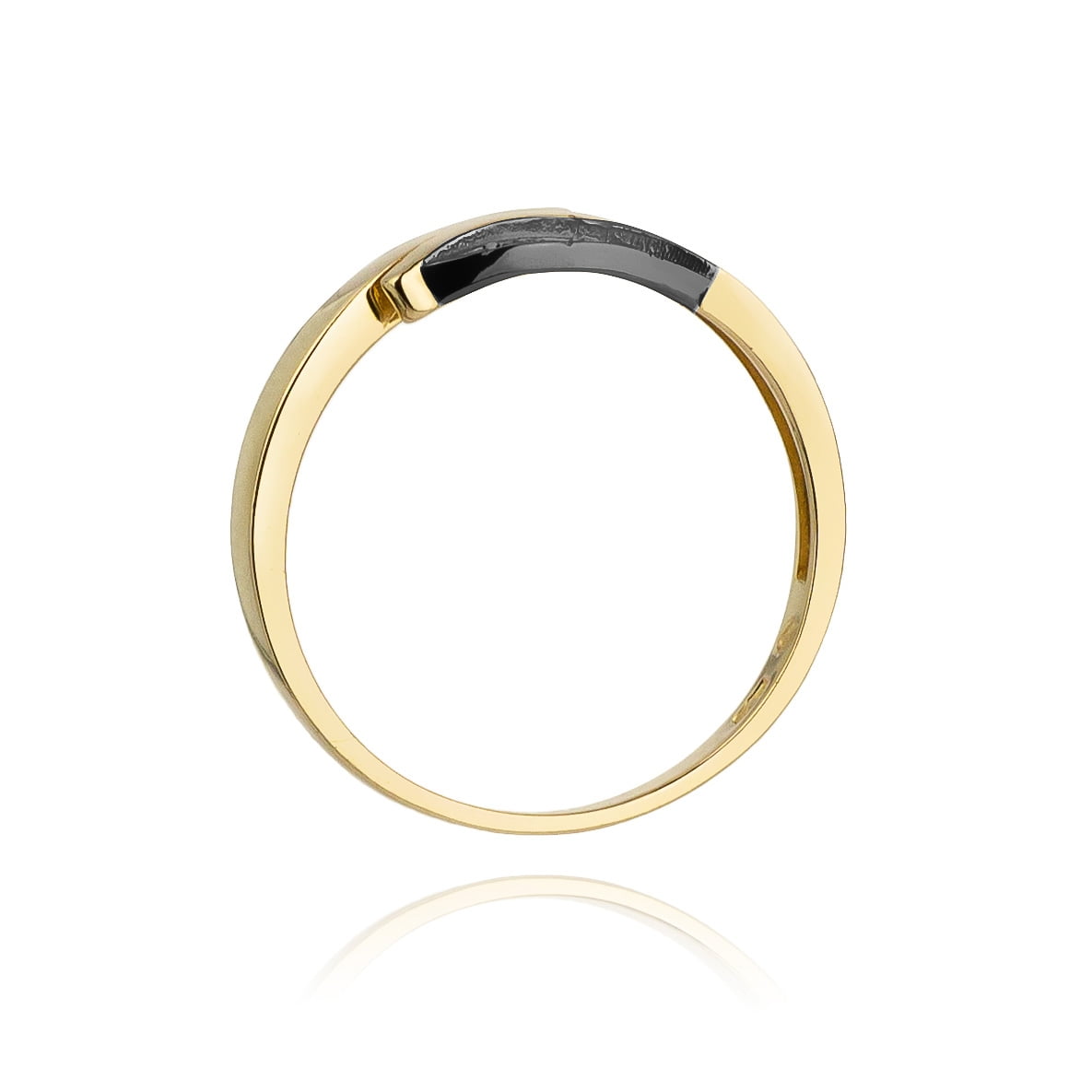 Bague Foil en Or avec 3 diamants Noirs et 3 Diamants Blancs