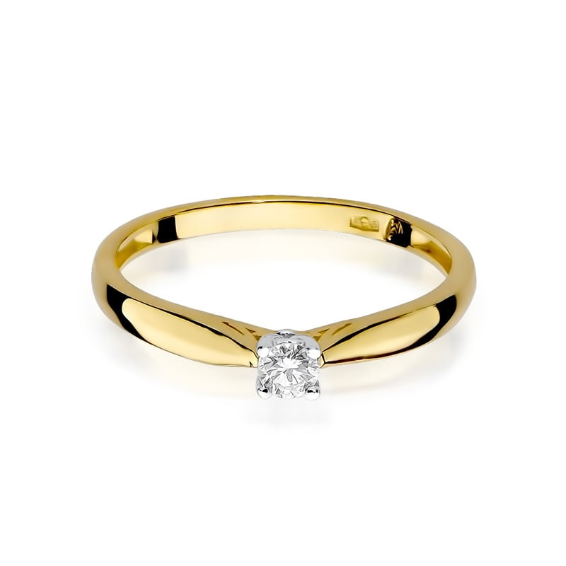 Anillo Solitario en Oro Amarillo o Blanco con Diamante