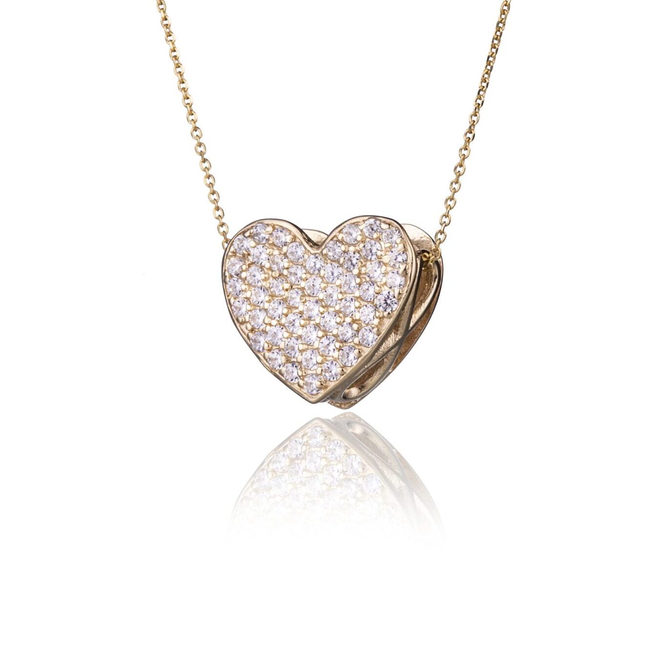 Collana Ciondolo in Oro Cuore con Zirconi