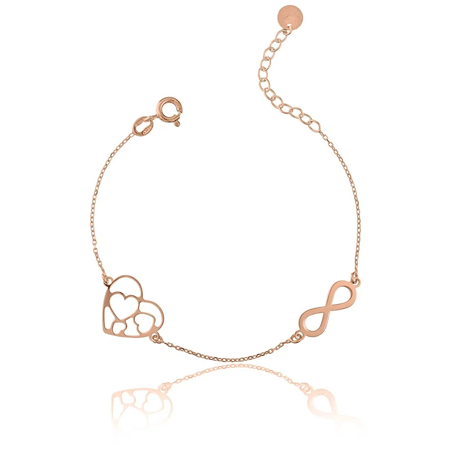 Pulsera de Plata Corazones Facetados