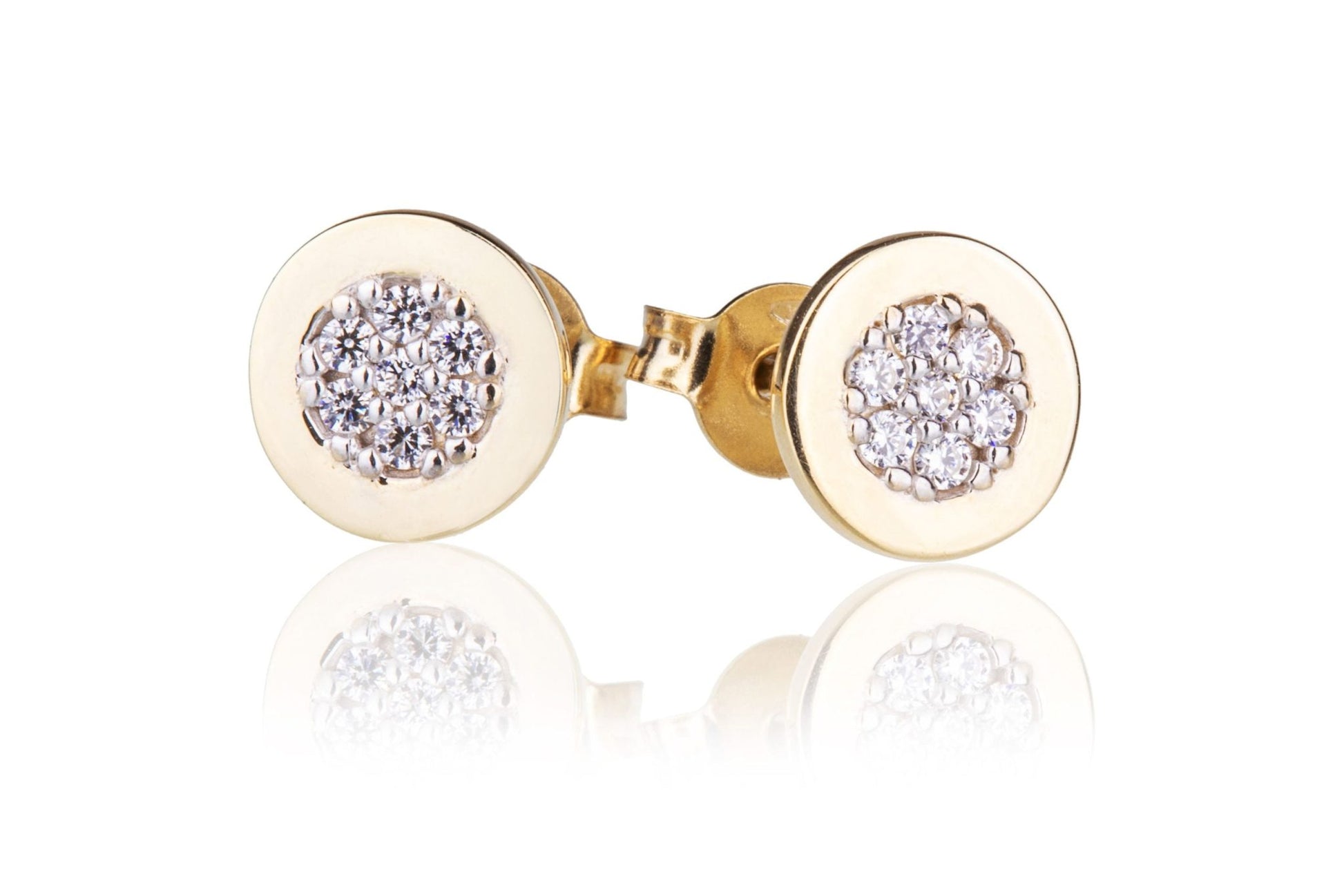 Boucles d'oreilles en or rondes avec zircones