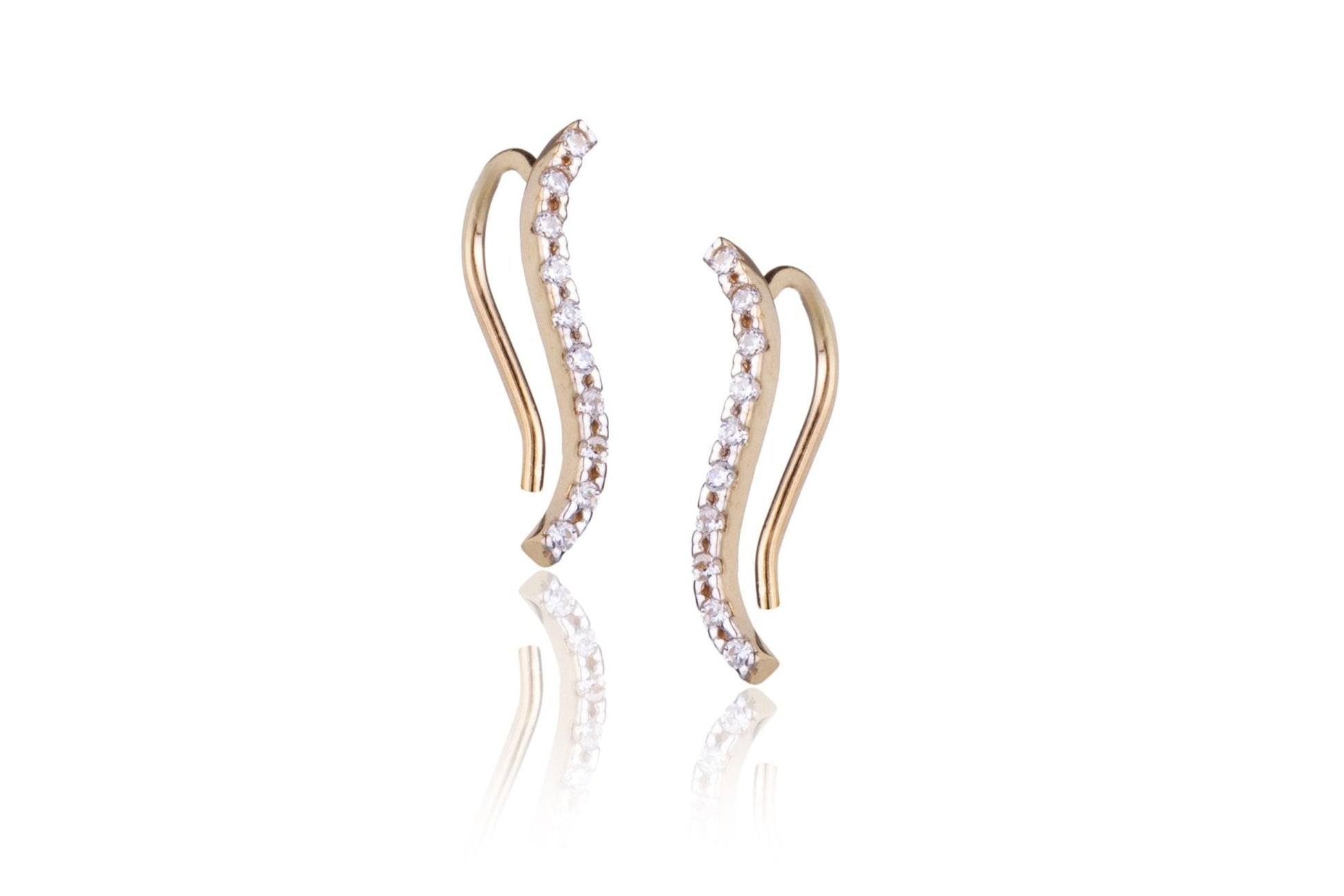 Gold Earrings with White Zirconia