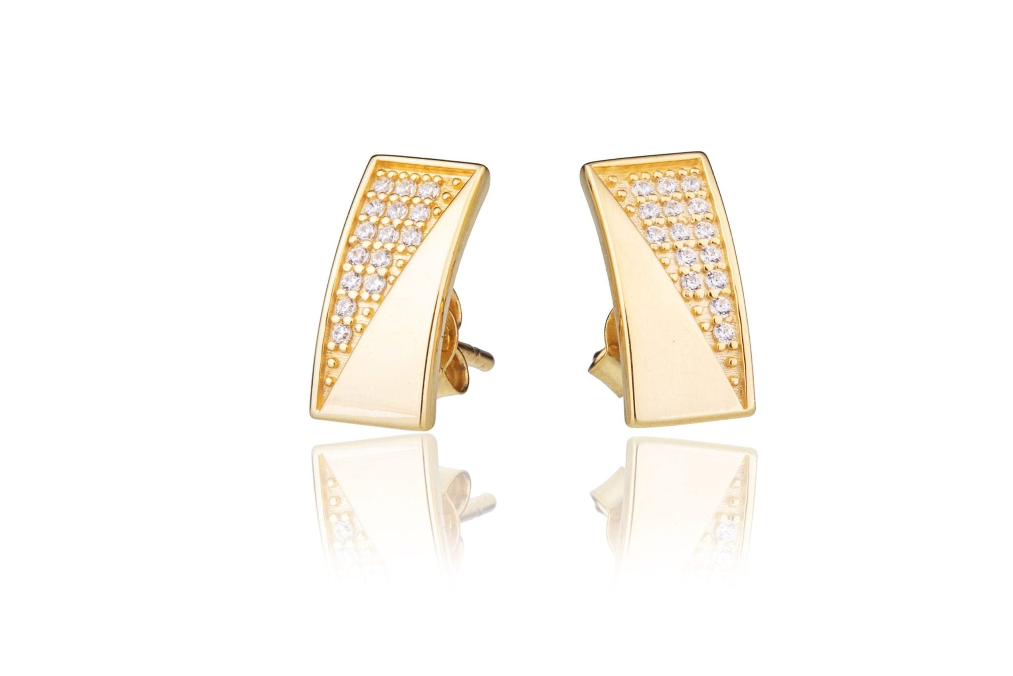 Orecchini in Oro Rettangolo con Zirconi