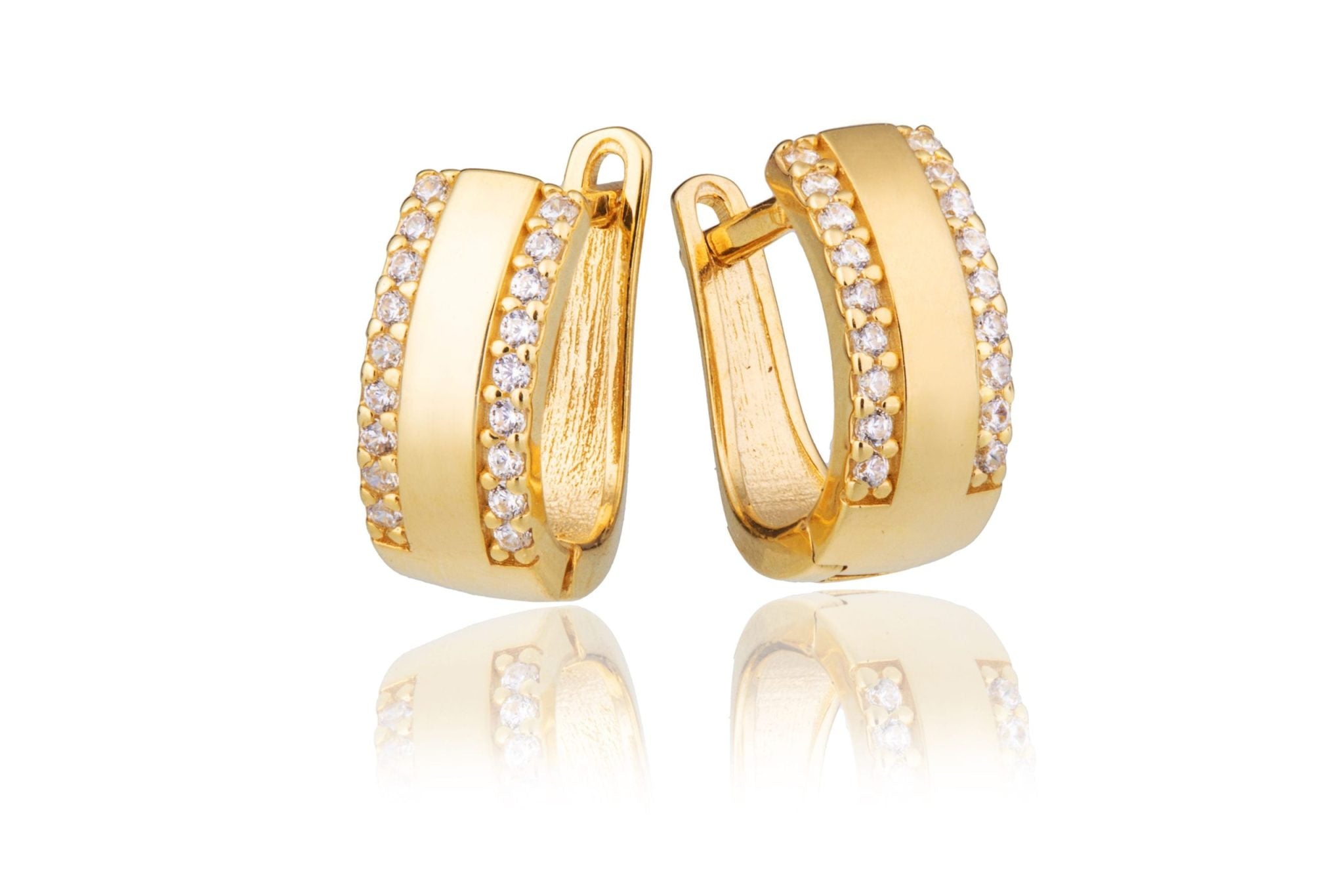 Orecchini in Oro Lisci con Zirconi