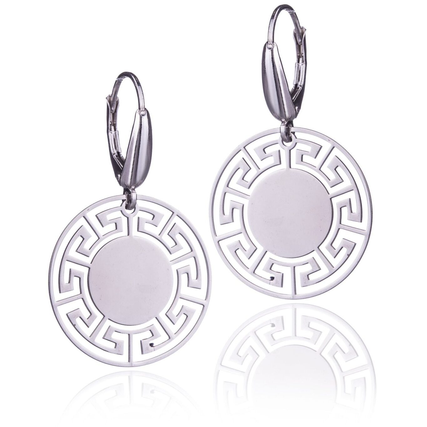 Boucles d'oreilles avec Soleil grec rhodiées