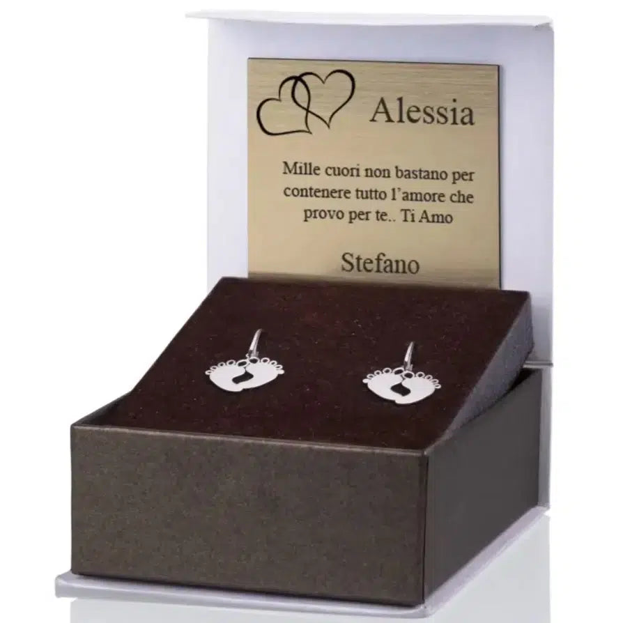 Boucles d'oreilles Petits pieds en argent rhodié