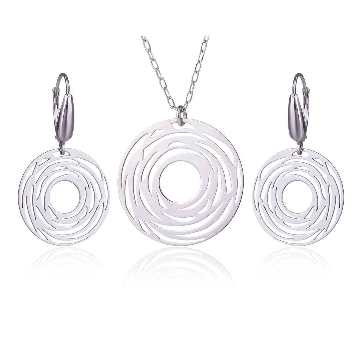 Set with Spiral Ring in Rhodium